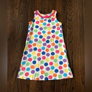 Hanna Andersson Girls 6/7 120cm White Polka Dot Apron Collar Ruffled Shift Dress